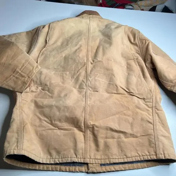 Vintage Carhartt Chore Jacket XL Brown Duck Canvas Blanket Lined Workwear USA